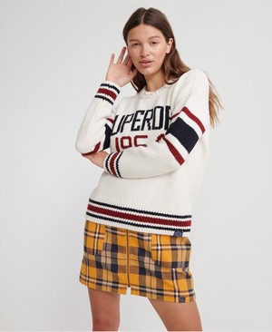 Superdry Intarsia Slouch Női Kötöttáru Krém | RDJPV7238